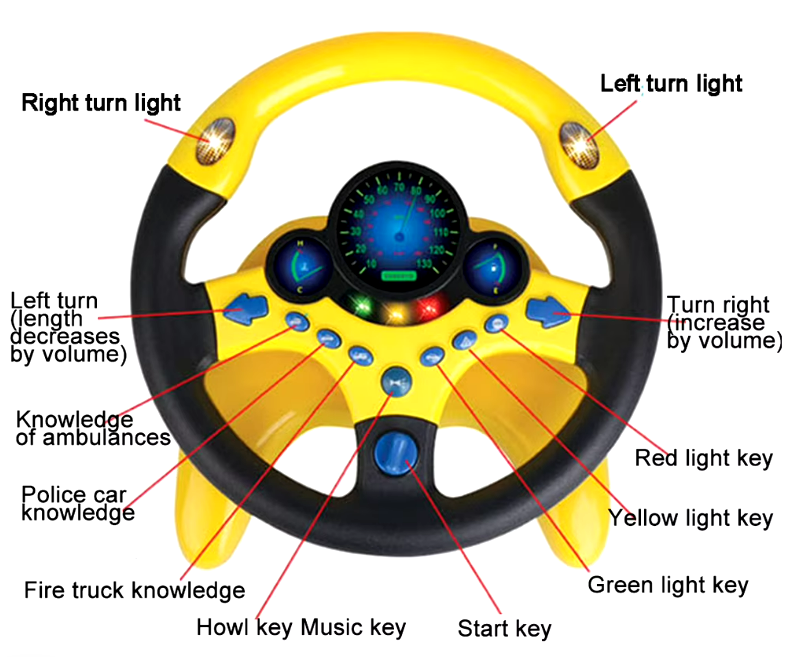 Eletric Simulation Steering Wheel Toy With Light Sound Kids