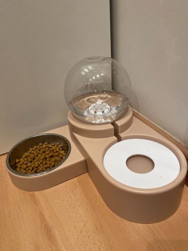 Pet Dog Cat Bowl Fountain Automatic Food Water Feeder Container Dispenser photo review