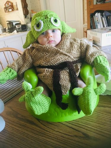 Yoda Style Newborn Infant Baby Photography Prop Crochet Knit Costume photo review